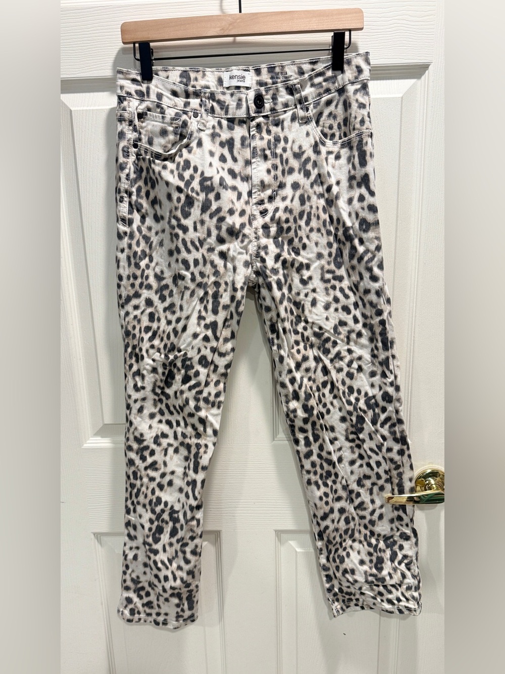 Kensie The Ella High Rise Straight Jeans Leopard Print Size 8/29 NWOT - Picture 2 of 10